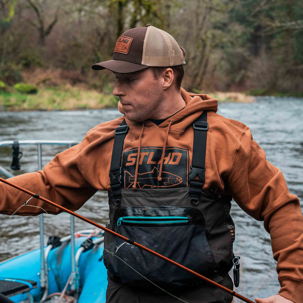 STLHD Mens Yuba River Saddle Brown Premium Hoodie