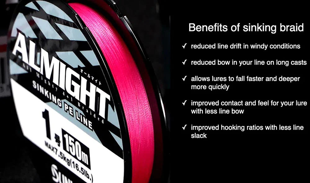 Sunline Almight HSG Pink Braided Line Bulk Spools 600 Yards