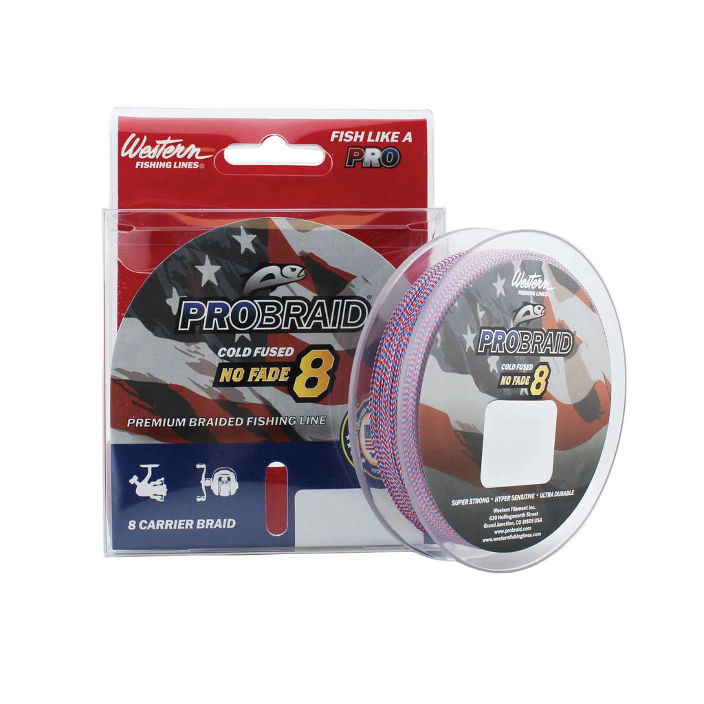 ProBraid NoFade Red White Blue Braded Line 150 Yard Standard Spool