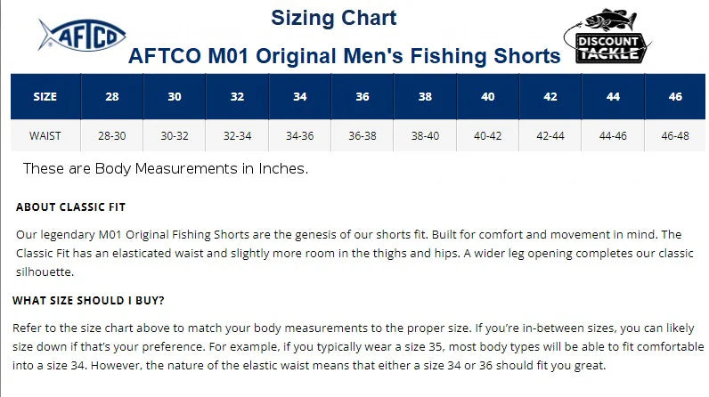 AFTCO M01 Original Mens Fishing Shorts