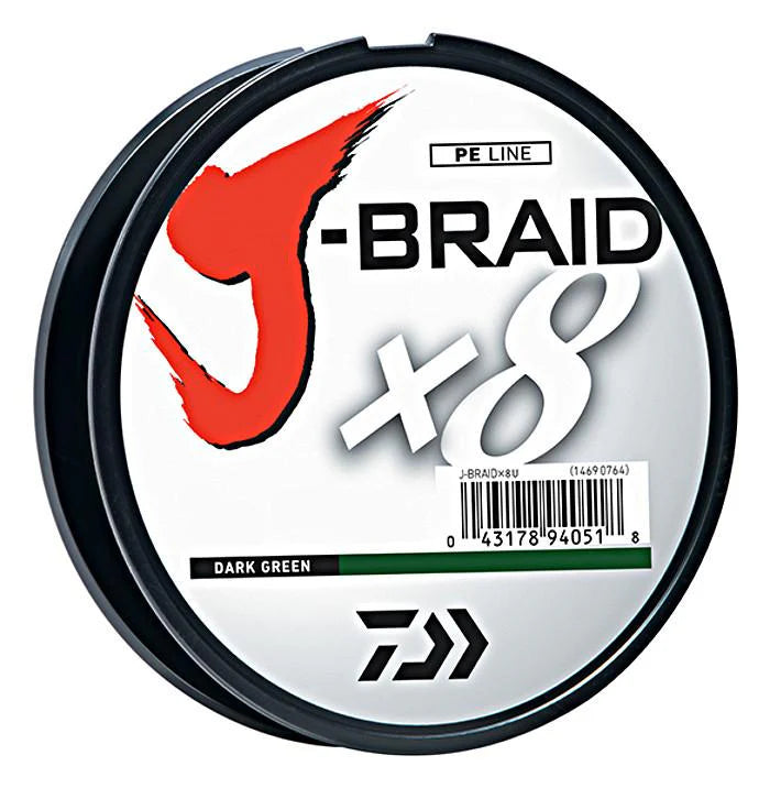 Daiwa J Braid X8 Braided Line 330 Yards Dark Green
