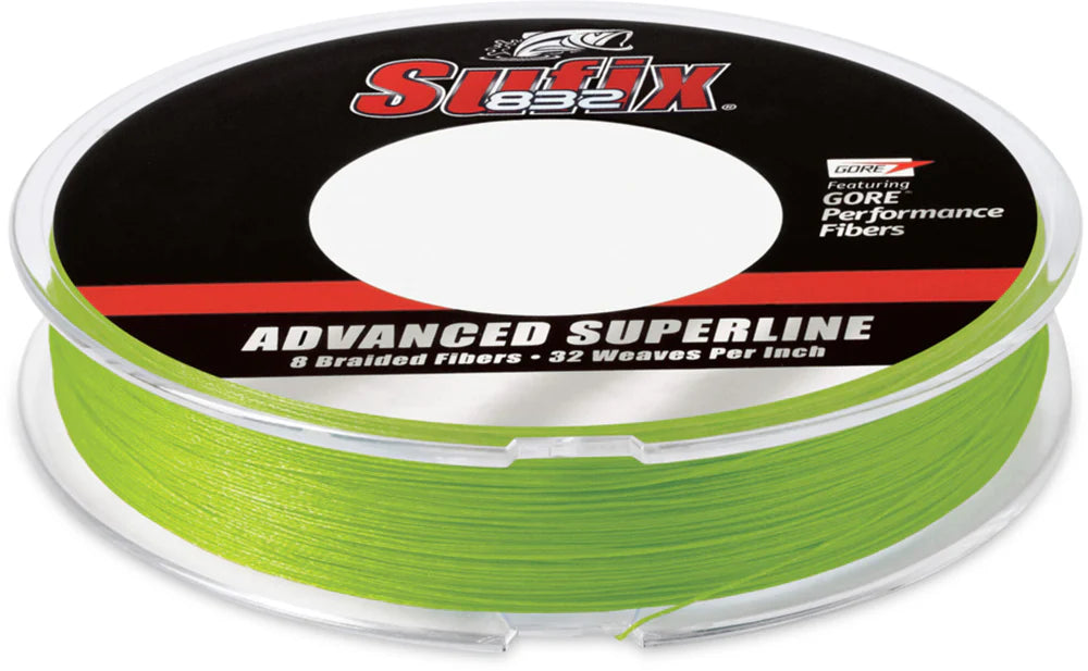 Sufix 832 Advanced Superline Neon Lime Green Braided Line 150 Yard Standard Spool
